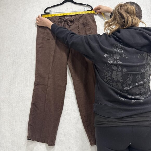 INC International Concepts Pants Womens 16 Brown Linen Wide Leg Drawstring - Picture 5 of 9